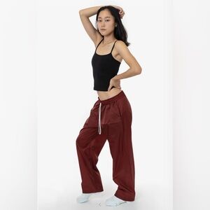 Los Angeles Apparel LIGHTWEIGHT NYLON TAFFETA
WIDE LEG PANT - Mahogany